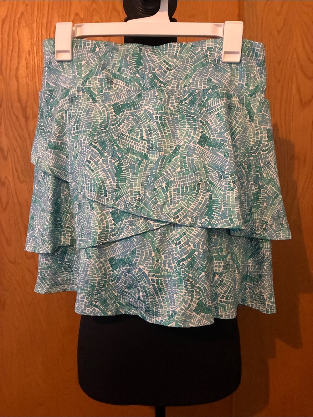 Emerald Teal & White Mosaic Skirt